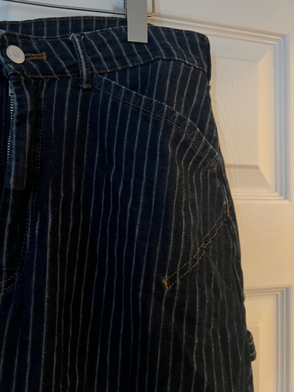 Pilcro Navy Pinstripe Cropped Jeans - Picture 5 of 9